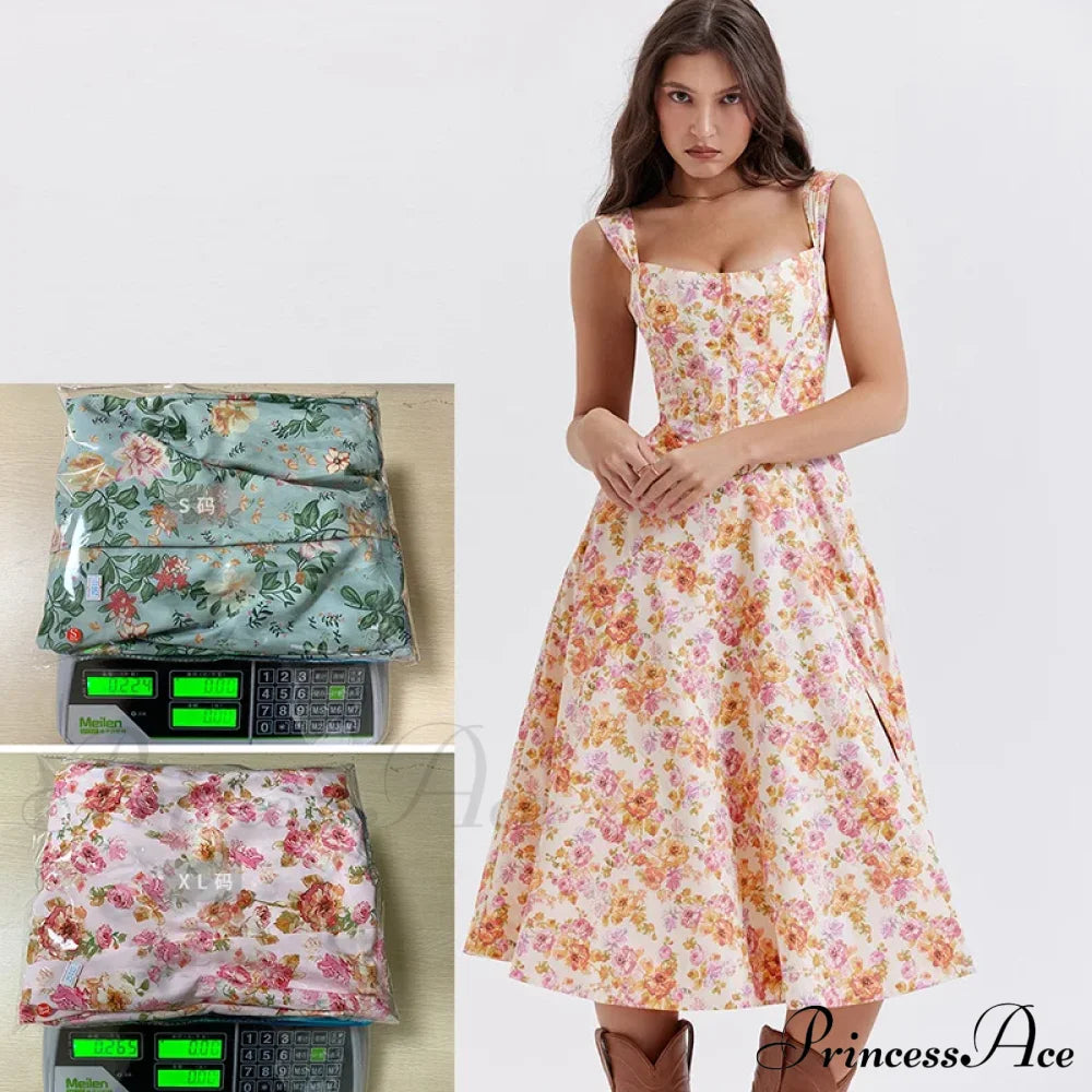 Slip Spring and Summer Thin Ribbon Split Long es for Women Floral Dress image 7