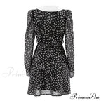Spring French Puff Sleeve Women's Doll Collar Waist Long Sleeve A-Link Skirt Summer Floral Dress image 6