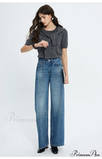 Spring New High-waisted Loose Slimming Wide-leg Denim Versatile Floor-length Jean image 3
