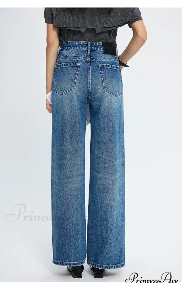 Spring New High-waisted Loose Slimming Wide-leg Denim Versatile Floor-length Jean image 1