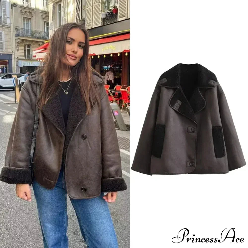 Faux Leather Wool Blend Jacket image 2