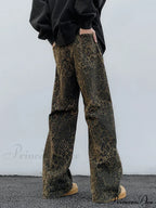 Y2K Leopard Print Wide Leg Women High Waisted Fashion Streetwear Retro Denim Baggy Casual Straight Jean image 3