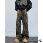 Y2K Leopard Print Wide Leg Women High Waisted Fashion Streetwear Retro Denim Baggy Casual Straight Jean image 7