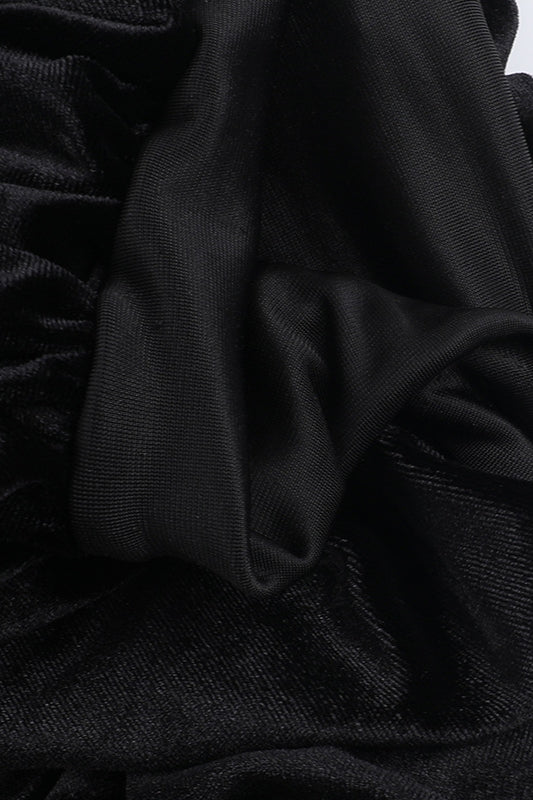 Velvet Pleated Hem Long Sleeve Party Dress image 11