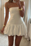 Sexy Color Block Strapless Balloon Hem Mini Dress image 1