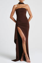 Sexy Strapless Slit Evening Party Dress image 16