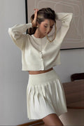 Ruffled Short Knit Cardigan Mini Skirt Two Piece Set image 1