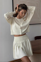 Ruffled Short Knit Cardigan Mini Skirt Two Piece Set image 1