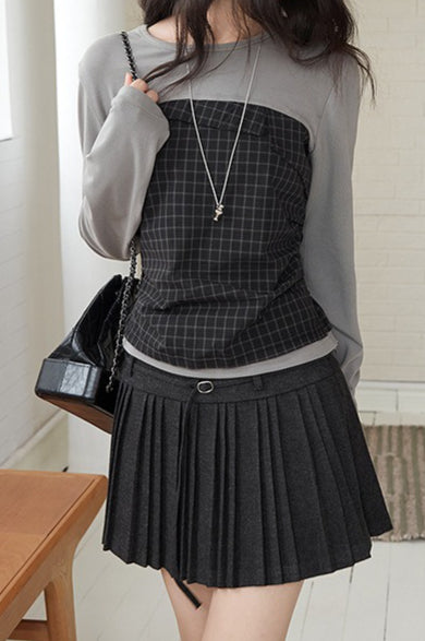 Solid Wool Pleated High Waist Skirt image 15