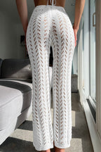 Vacation Knit Hollow Out Tie Flared Pants image 2