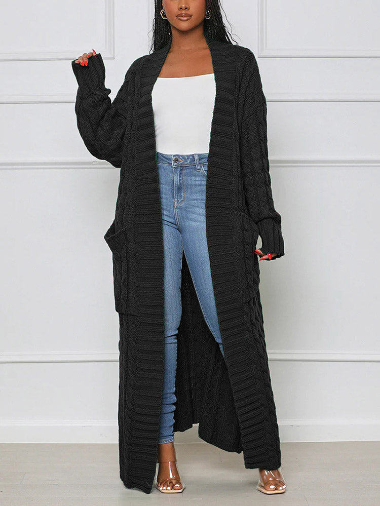 Knitted Solid Graceful Open Front Cardigan image 28