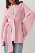 Relaxed Cozy Tie Waist Knit Cardigan image 1