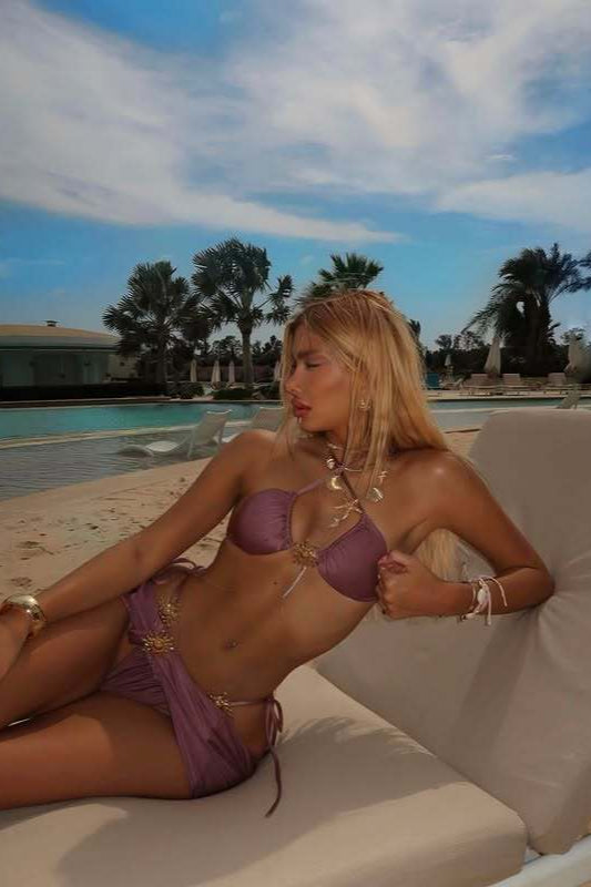 Solid 3 Piece Bikini Set image 2