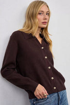 Solid V Neck Button Down Cardigan image 2