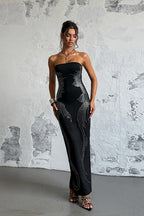 Rhinestone Strapless Off Shoulder Maxi Dress image 1