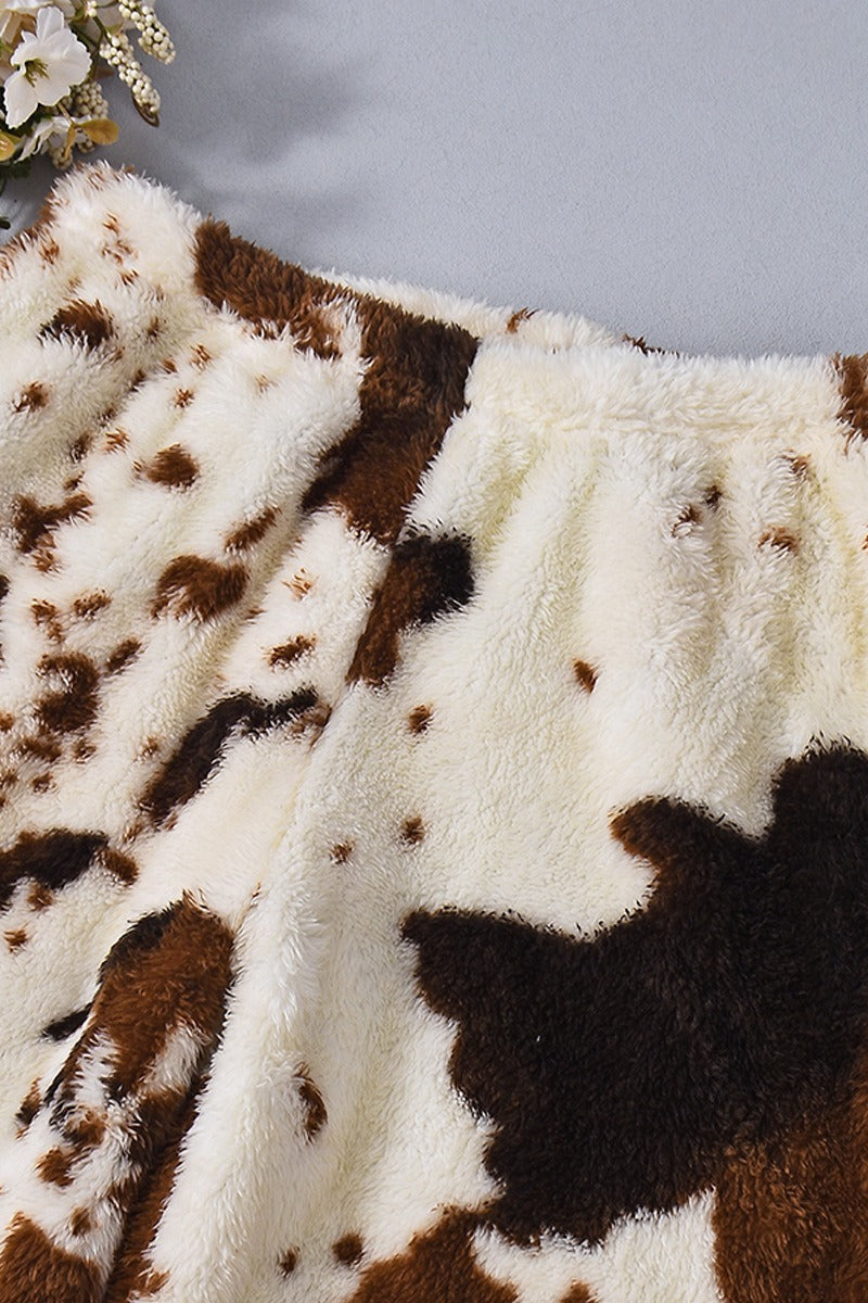 Playful Cow Print Fleece Relaxed Pants image 7