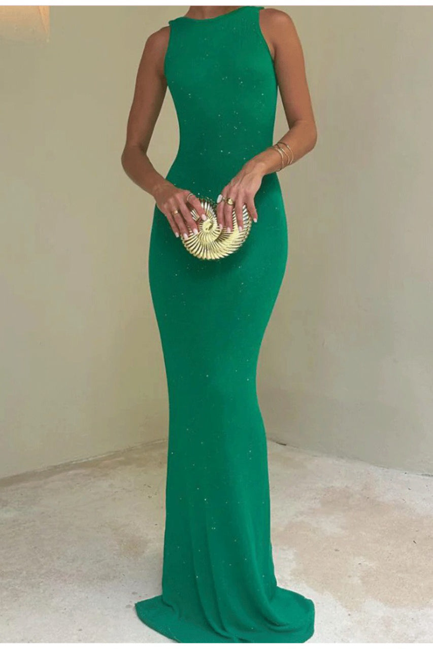 Sexy Shiny Sleeveless Backless Slim Maxi Dress image 11