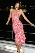 Vintage Tube Heart Print Split Midi Dress image 1