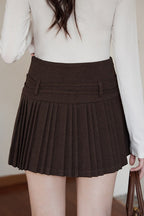 Solid Wool Pleated High Waist Skirt image 4
