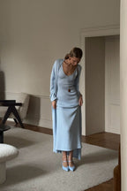 Solid V Neck Cotton Knit Bodycon Two Piece Set image 8