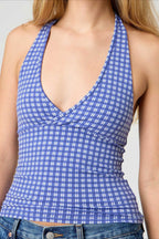 Sexy Polka Dot Plaid Slim Halter Top image 13