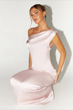 Solid Asymmetric Neckline Formal Dress image 21