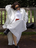 Striped Collared Oversized Shirt Blouse image 6