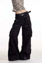 Retro Y2K Lace Up Wide Leg Jeans image 2