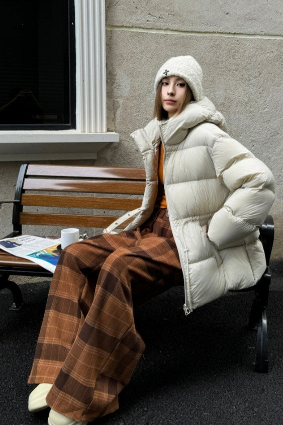 Premium White Duck Down Trench Puffer Jacket image 7