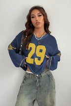 V-Neck Long Sleeve Digital Print Knit Sweater image 5