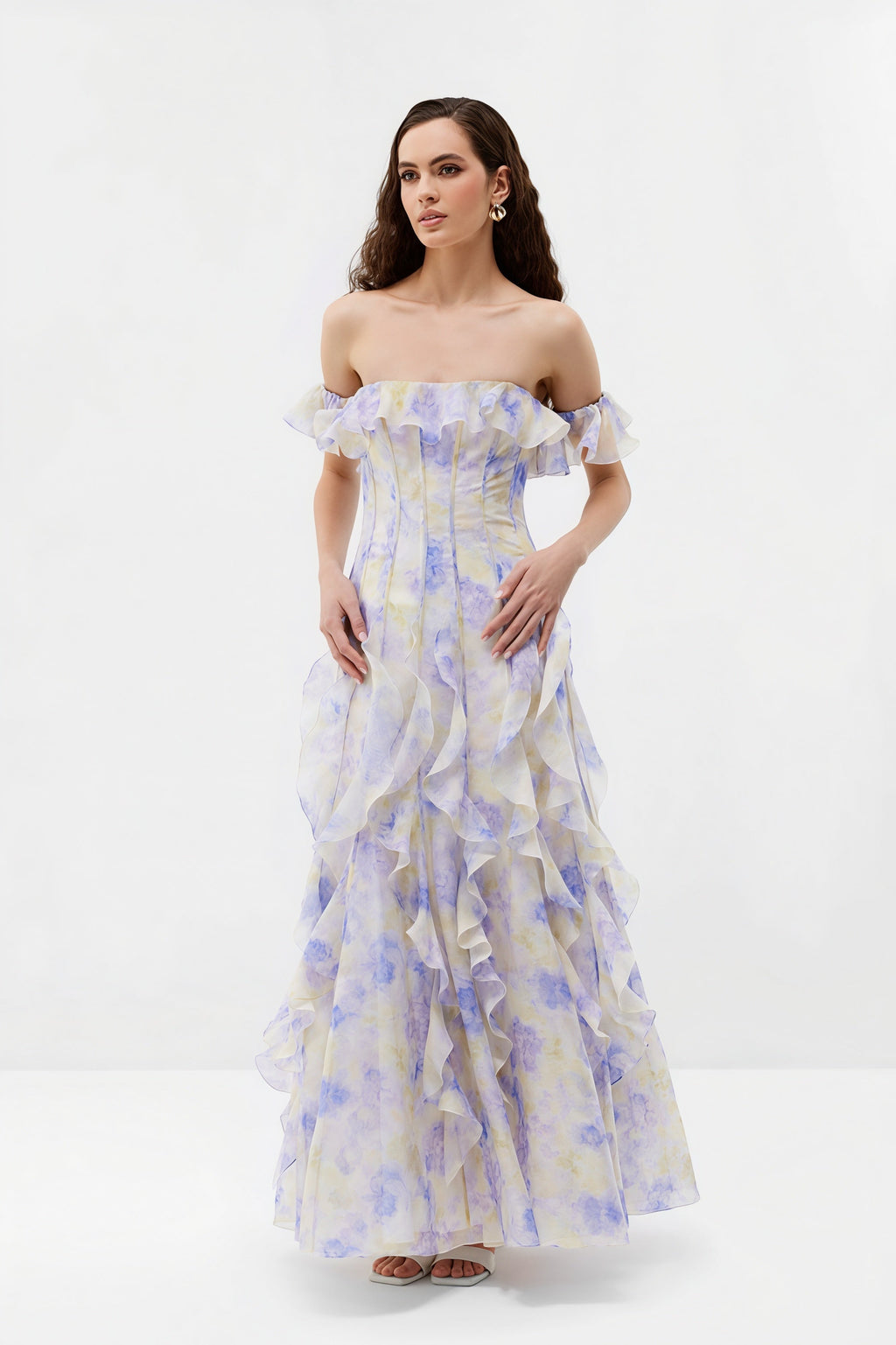 Sheer Ruffle Off Shoulder Beach Maxi Dress image 3