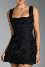 Square Neck Stereo Flower Mini Dress image 2