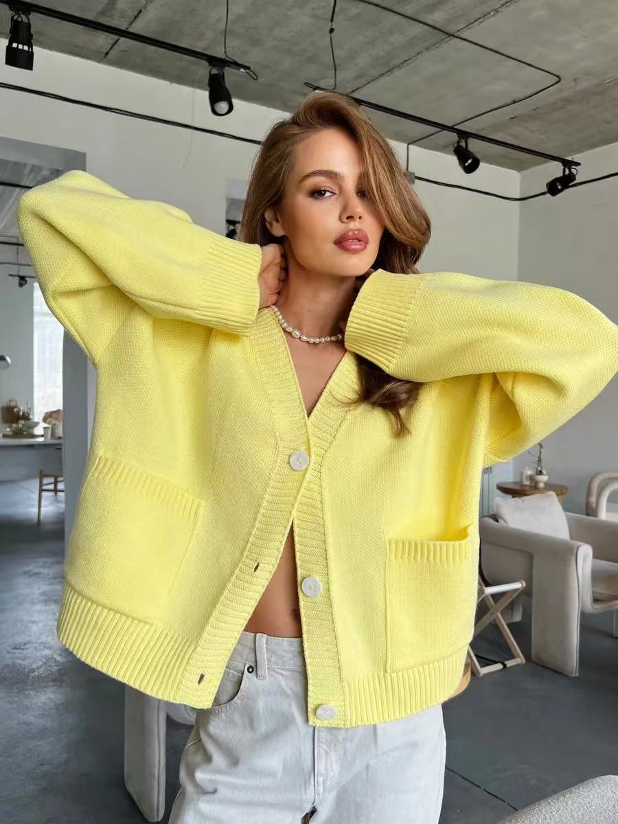 V-Neck Pocket Knit Cardigan image 6