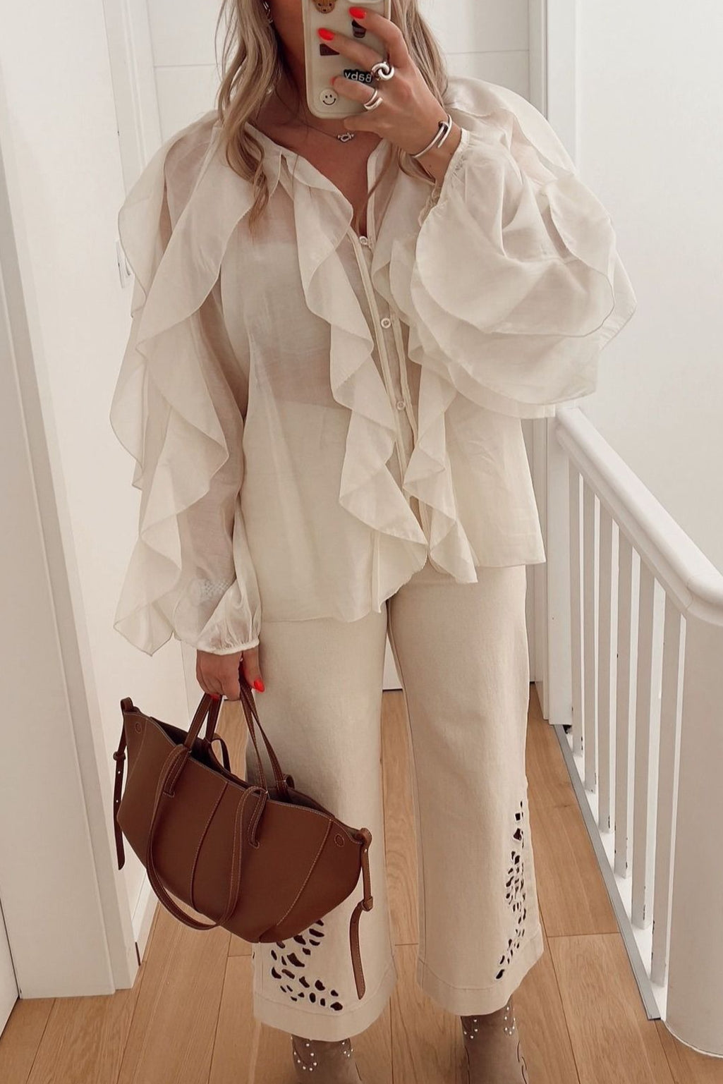 Ruffle V Neck Commuter Fashion Blouse image 5