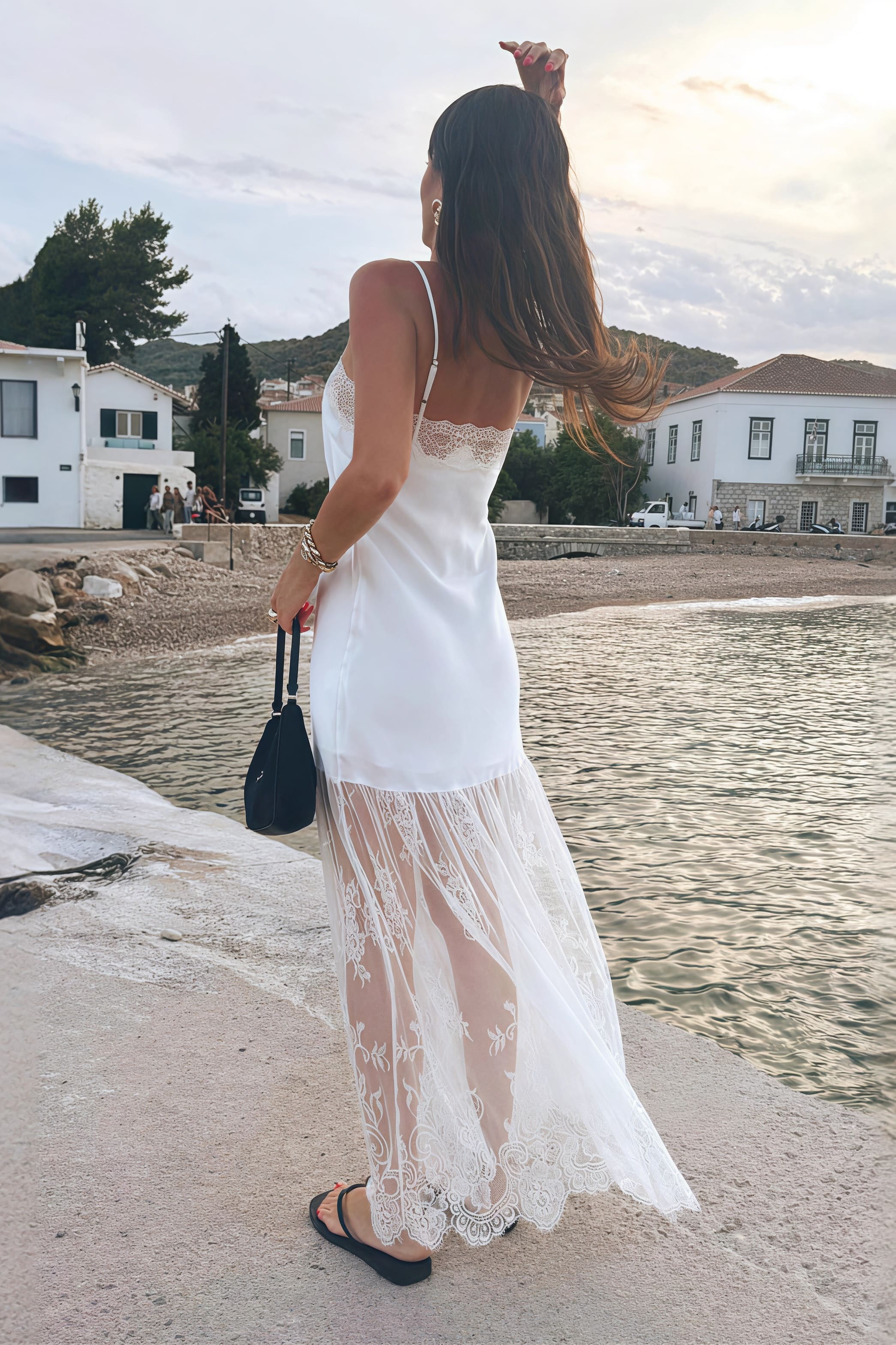 Sexy Satin Slip Dress with Lace Pure & Sexy Minimalist Maxi Dress image 2