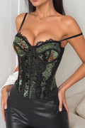 Sexy Mesh Print Lace Insert Underwire Corset Cami Top image 1