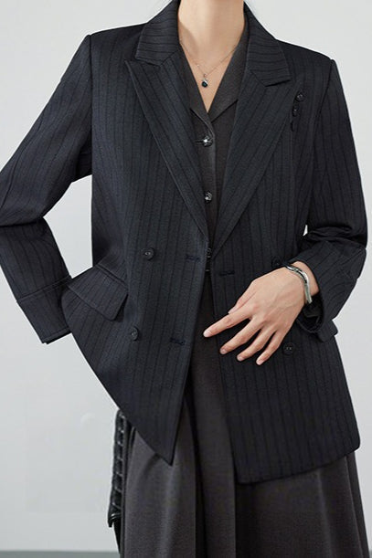 Elegant Striped Notch Blazer image 2