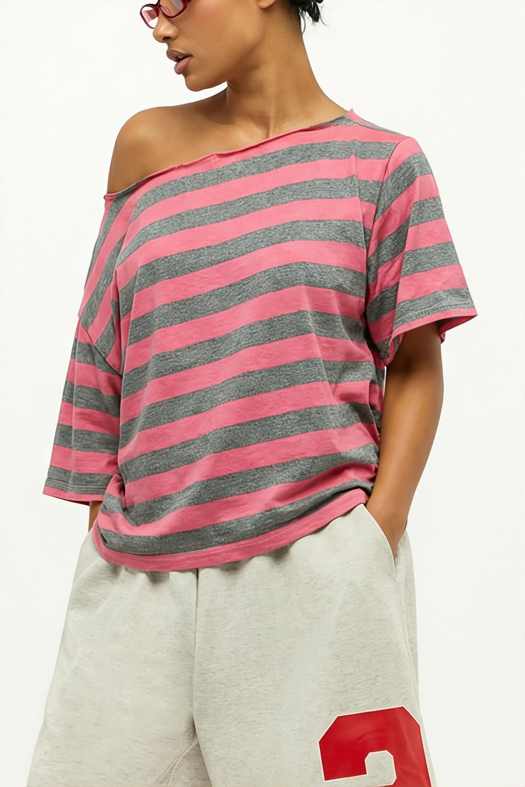 Casual Colorful Striped Loose T-Shirt image 7