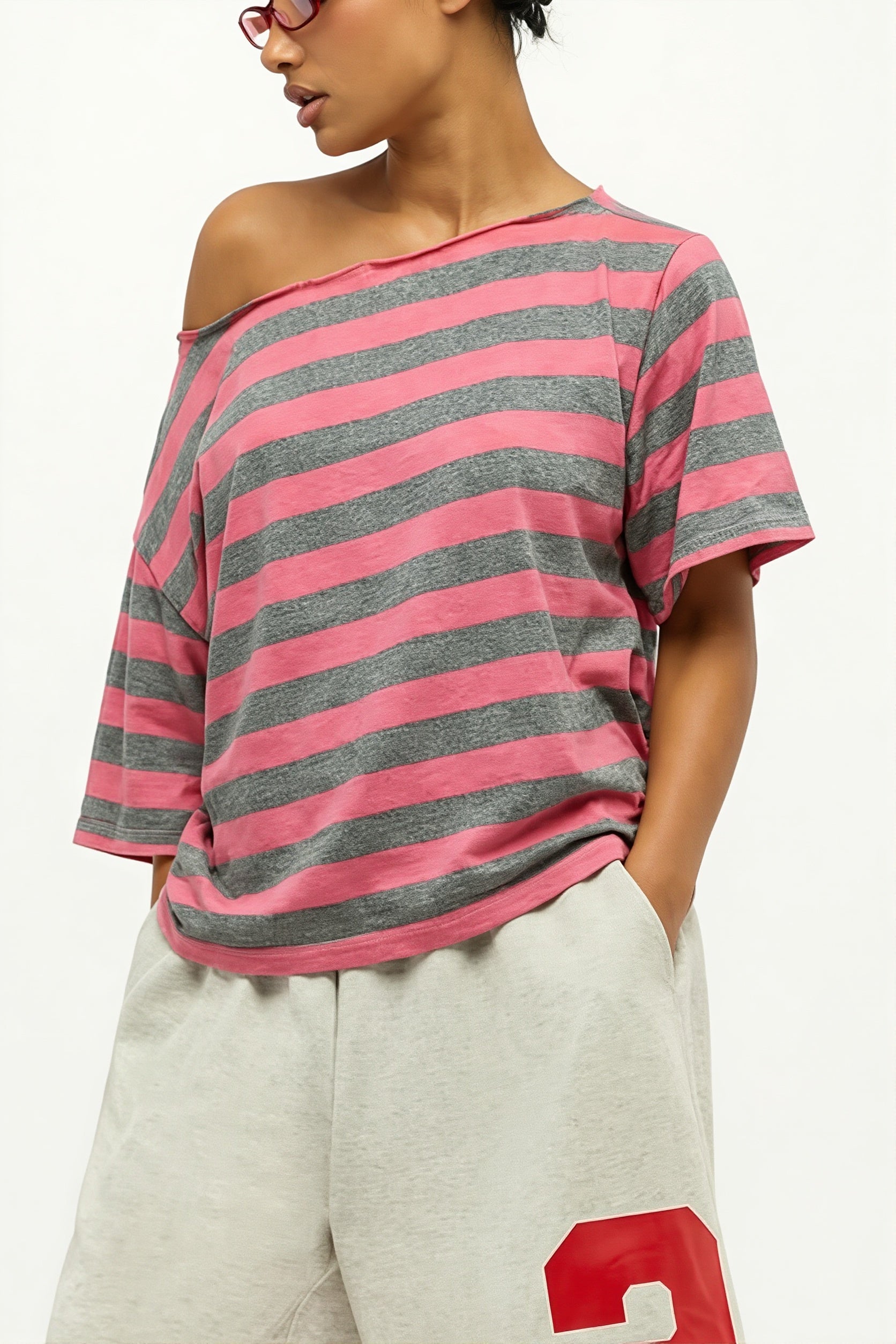 Casual Colorful Striped Loose T-Shirt image 7