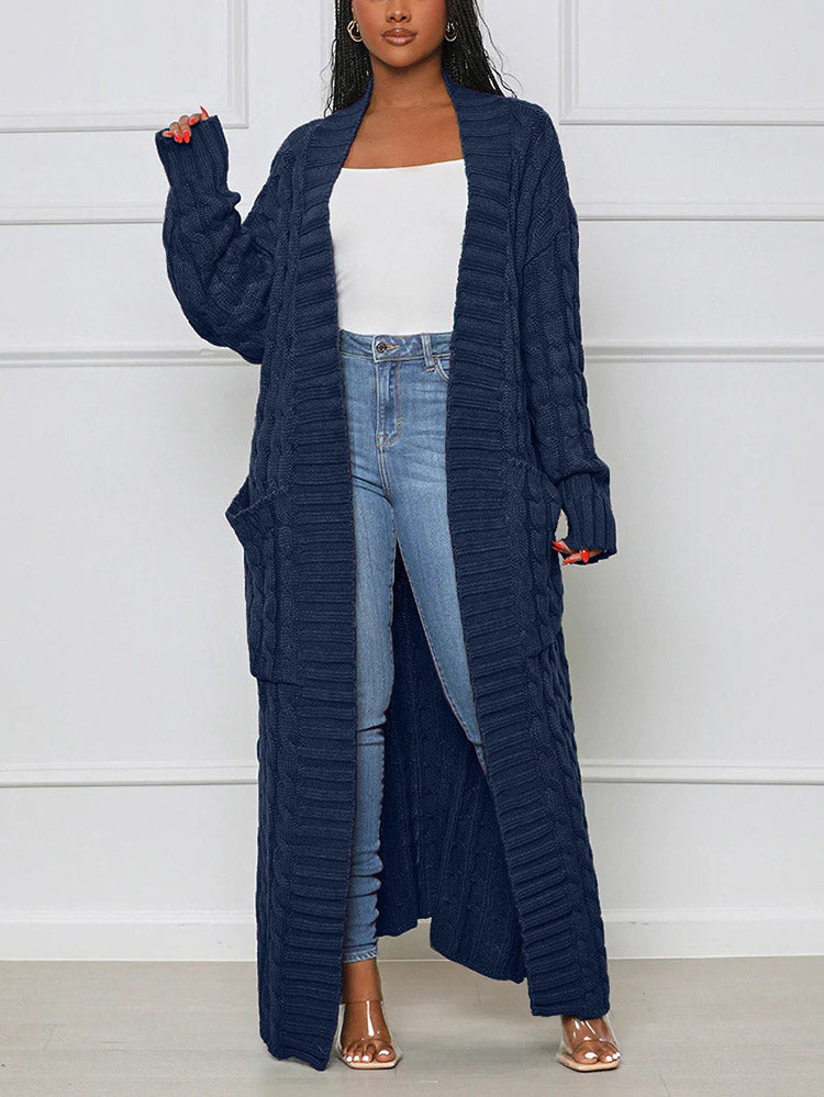 Knitted Solid Graceful Open Front Cardigan image 31