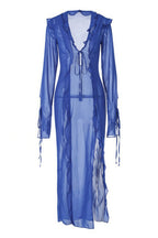 Chic Sheer V Neck Wrap Tie Slit Maxi Dress image 7