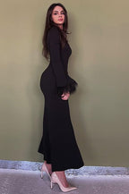Feather Trim Bodycon Maxi Sweater Dress image 2