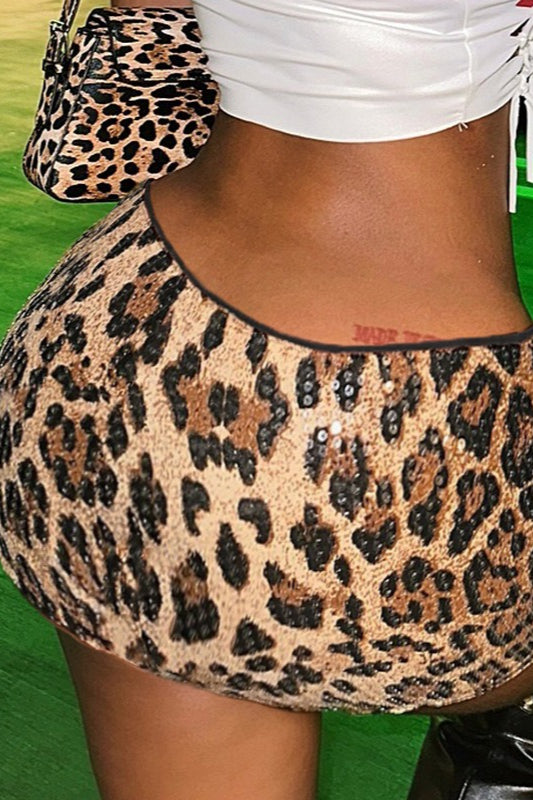 Sequin Leopard Low Rise Skirt image 4
