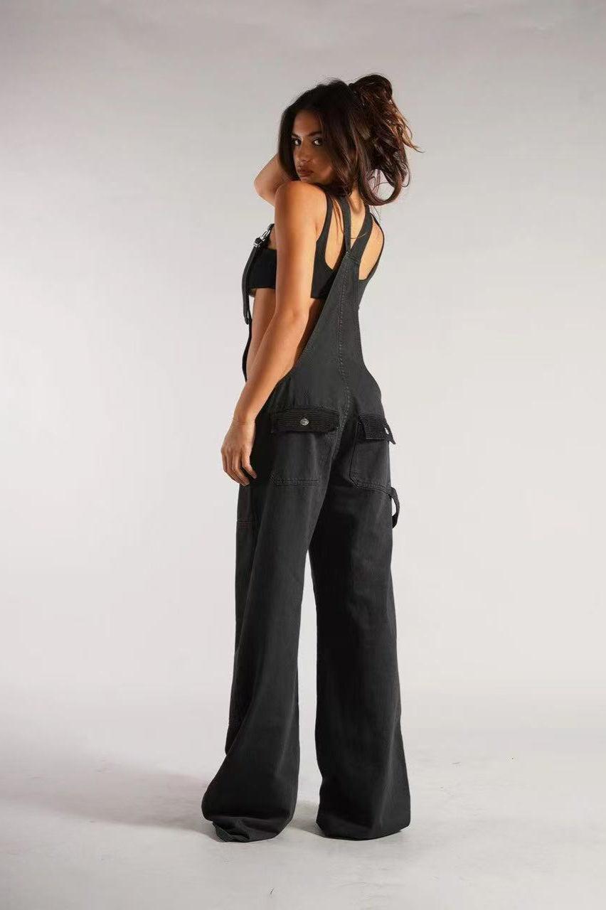 Low Rise Wide Leg Overall Jeans image 8