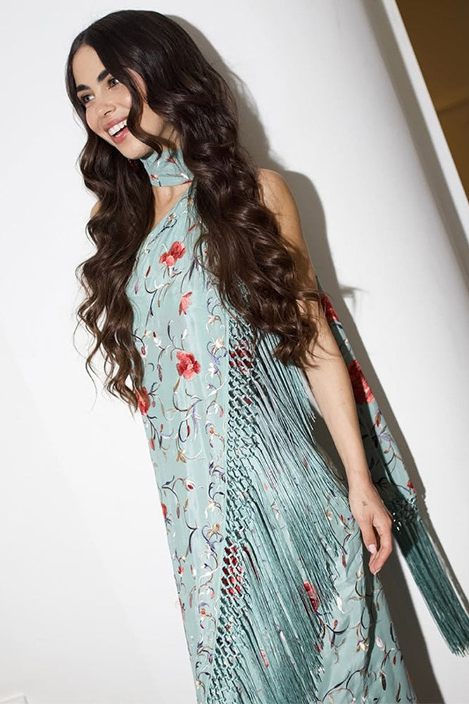 Halter Neck Printed Fringe Boho Dress image 4