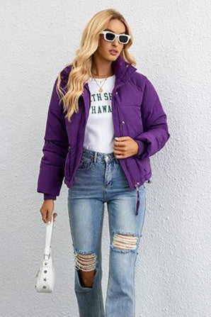 Short Stand Collar Puffer Coat image 17