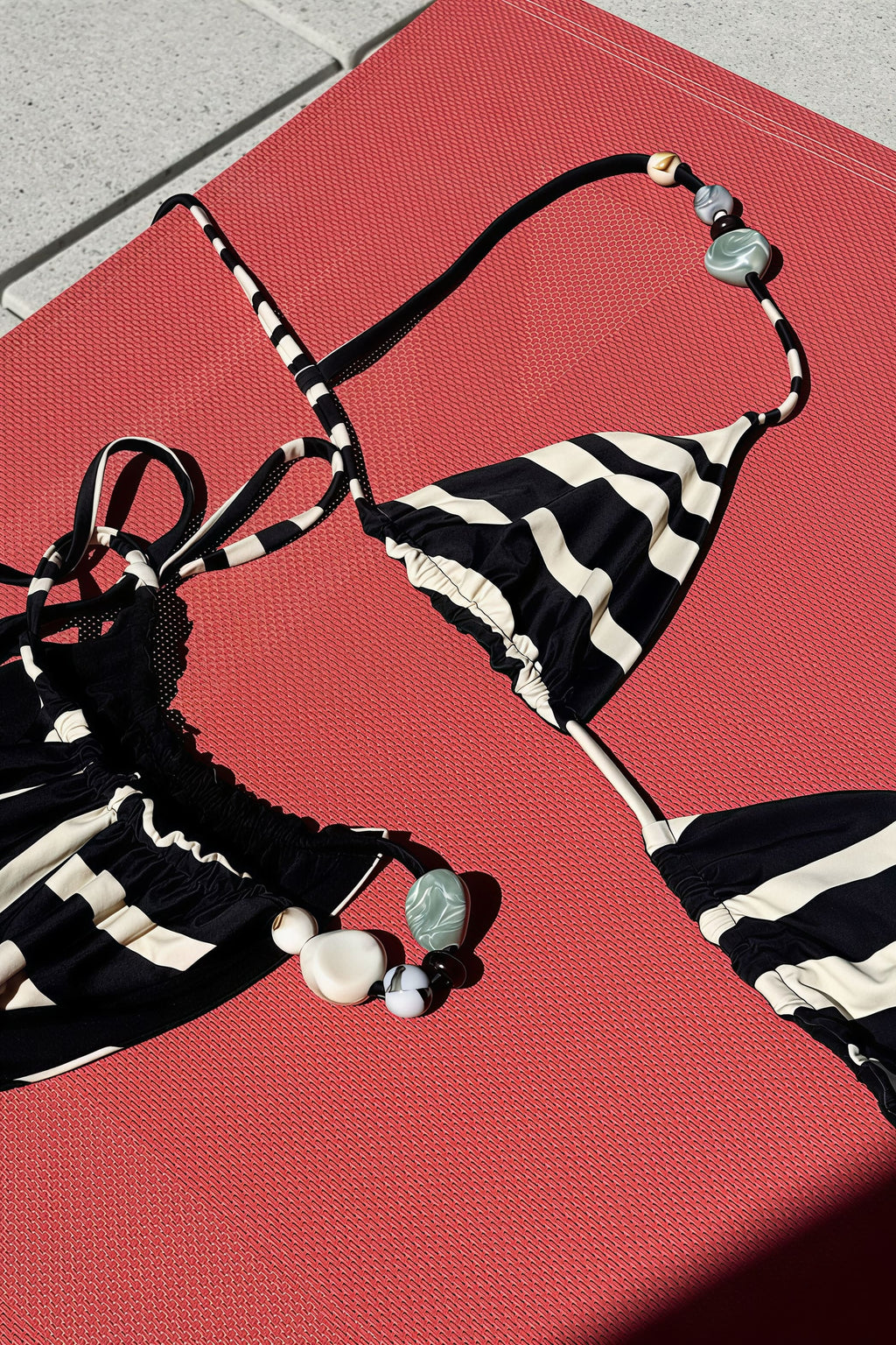 Sexy Solid Lace Up Triangle Two Piece Bikini Sets image 3