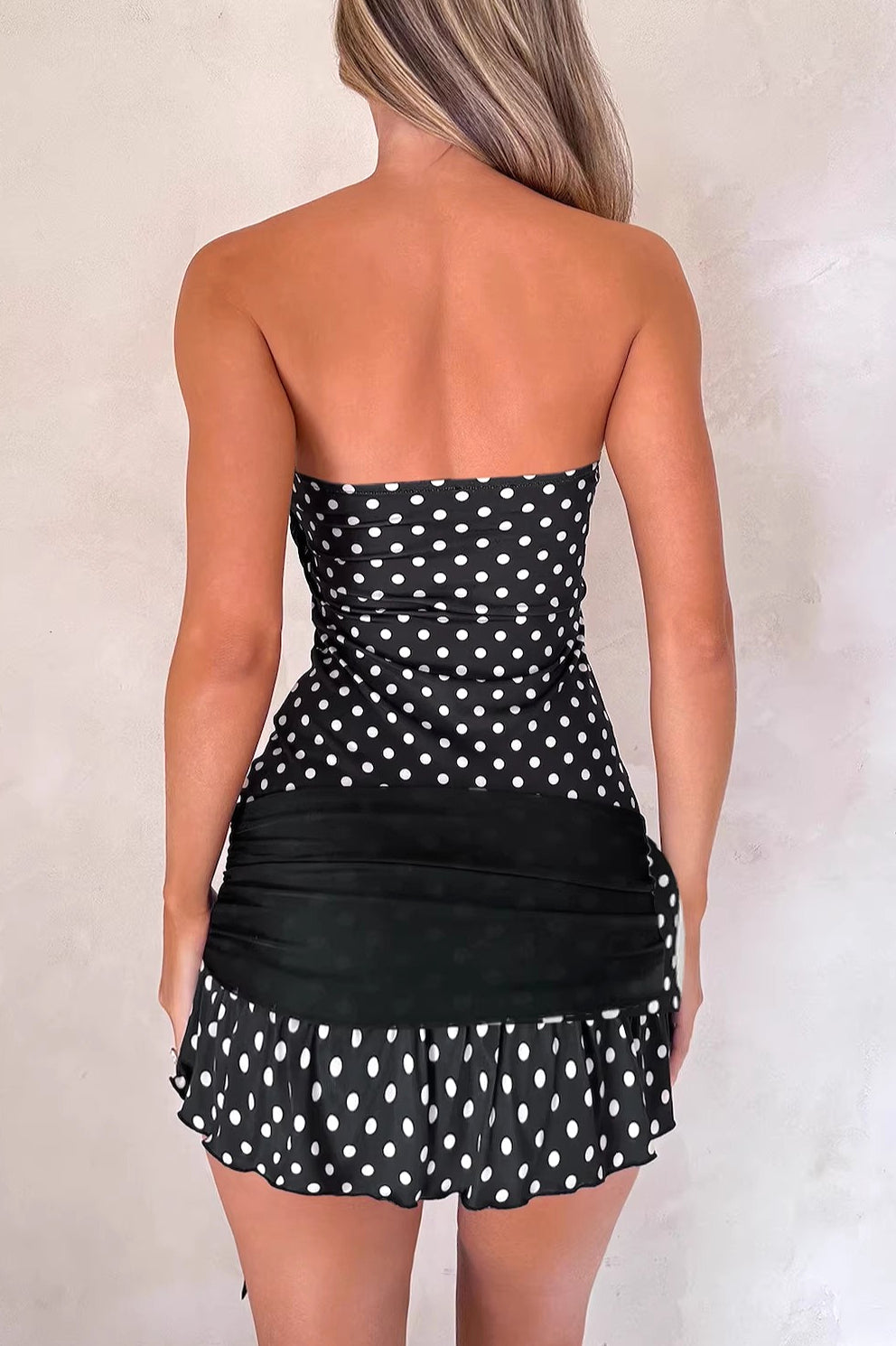 Strapless Tie Polka Dot Mini Dress image 3
