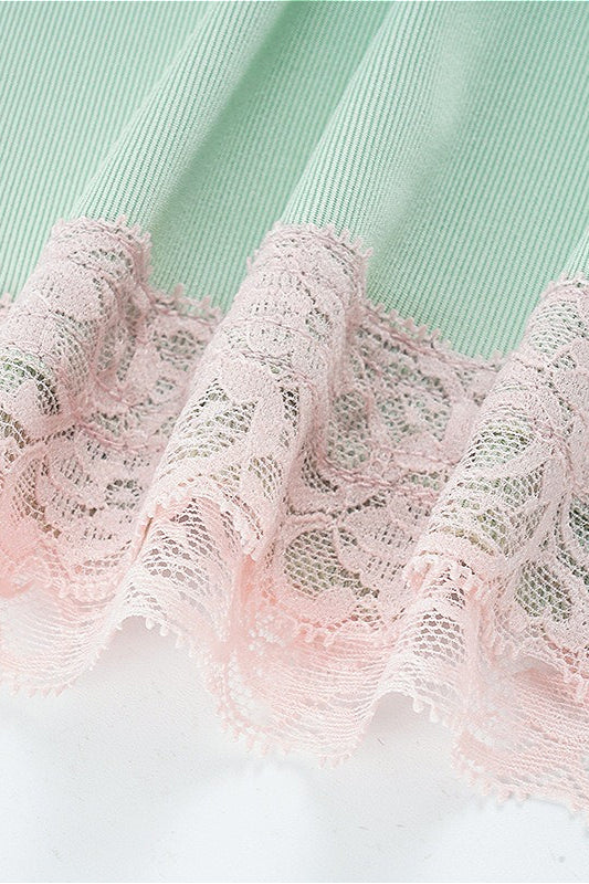 Contrast Lace Knit Slim Cami Top image 6