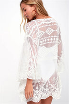 Lace Mesh Embroidered Pullover Cover Up image 5